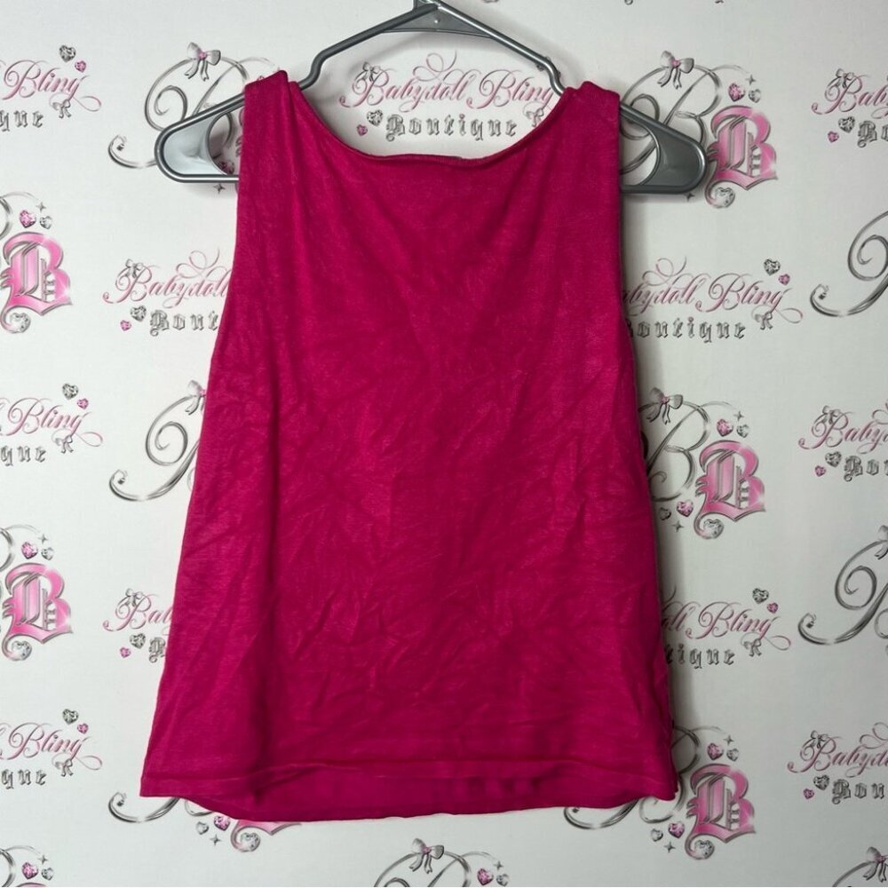 Pierre Cardin femme tank towel cowl style stretchy shirt Pink Sleeveless Top - Picture 2 of 5